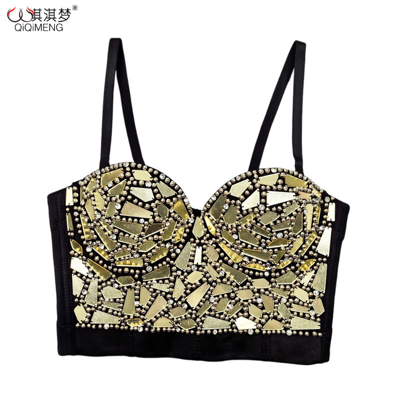 Европейский и американский сексуальный жилет с подвязками блестящий топ для сценических выступлений, высококачественный топ Fishbone с бисером