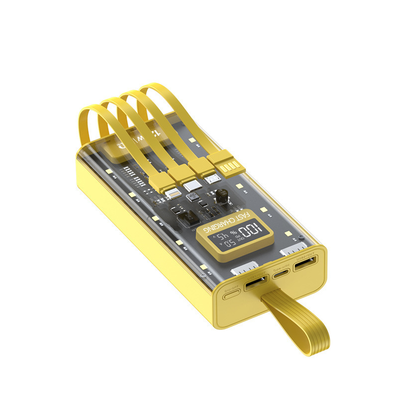 Transparent Mecha PoWer Bank Fast Charging With Cable 20000mah Large Capacity 120W Super Fast Charging Sharing Mobile PoWer Supply