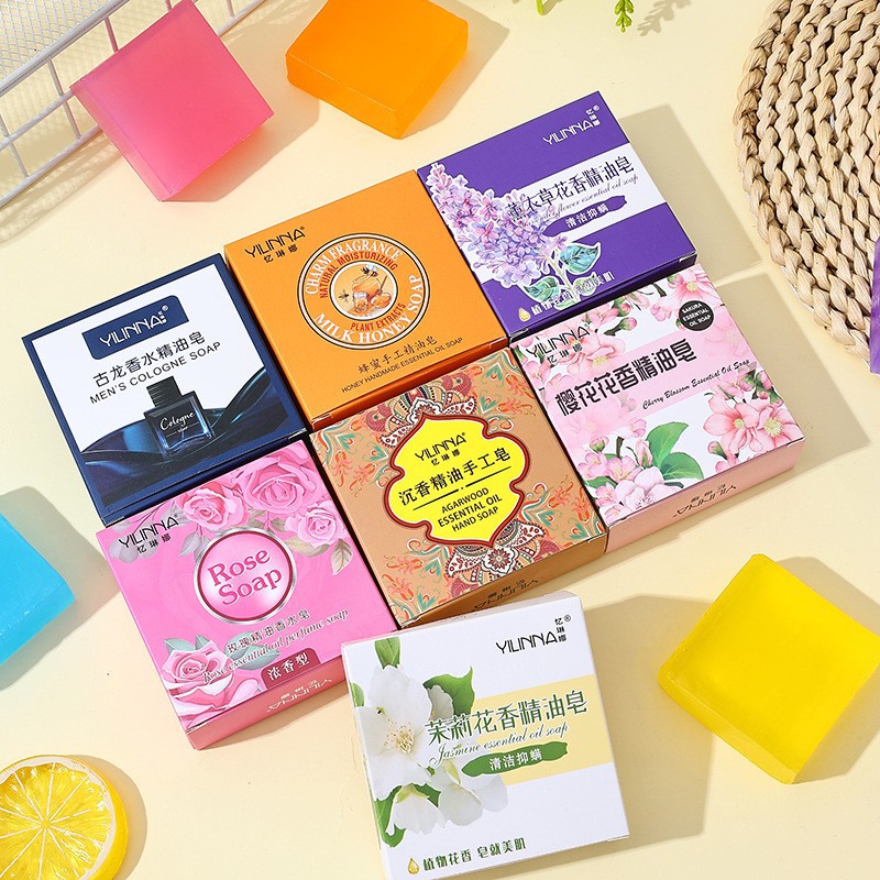 [Yiliina] коллагеновое мыло с маслом розы, жасмина, османтуса и лаванды ручной работы очищающее и увлажняющее