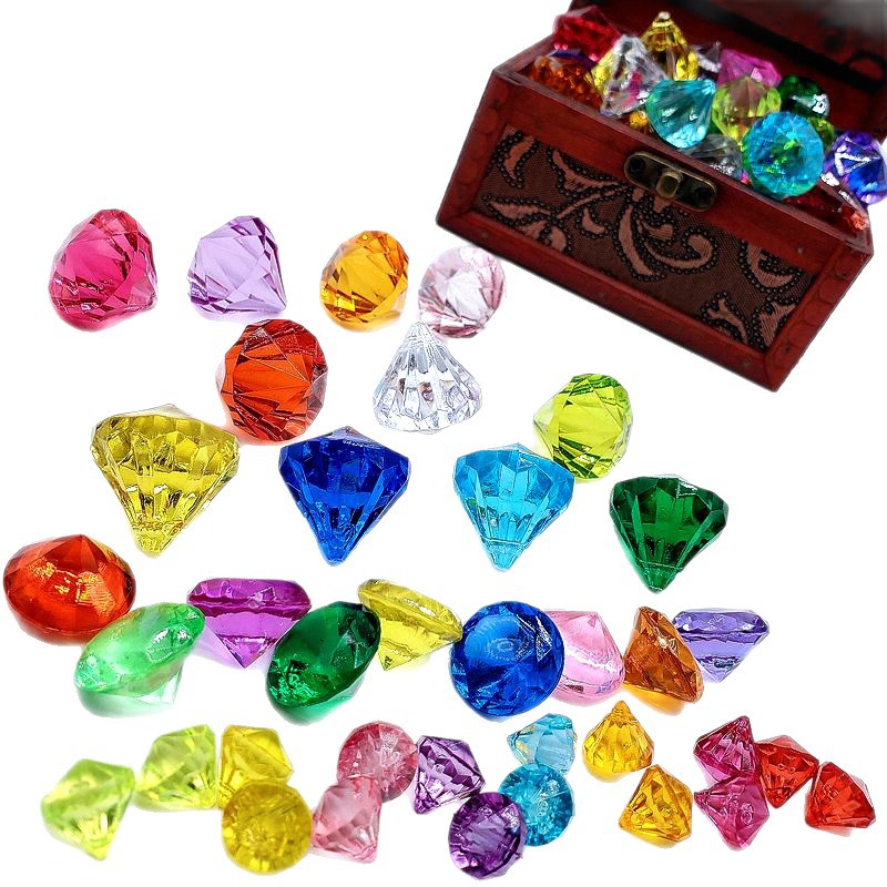 Children's Plastic Gem Toy Crystal Box Pirate Treasure Chest Princess Acrylic Diamond Beaded Beaded Toy