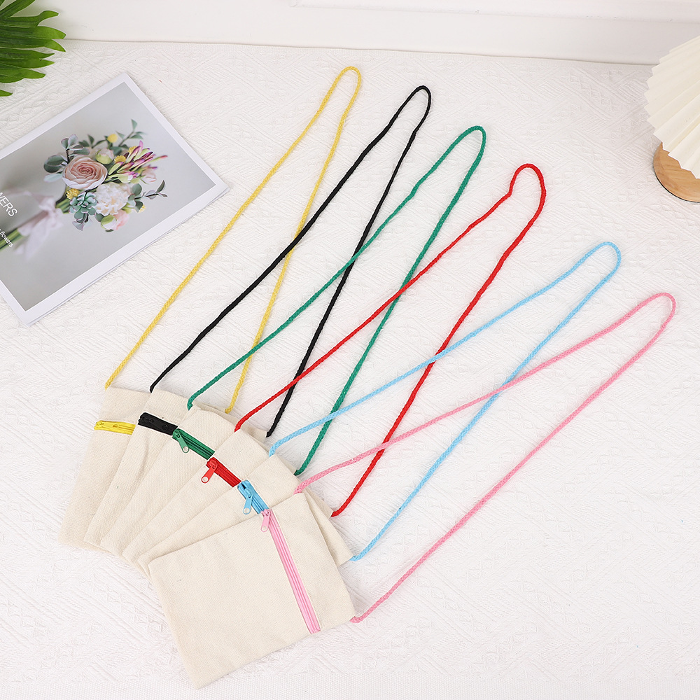 Amazon Cross Border Children Shoulder Bag Colorful Zipper Canvas Bag DIY Graffiti Single Row Zipper Painting Crossbody Bag