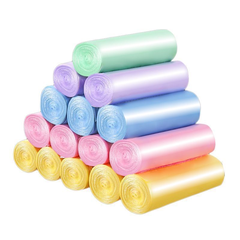 Flat Mouth Garbage Bag Plastic Bag Household Thickeneded New Material Point-Break Five-Roll Garbage Bag Black Durable and Not Easy to Break