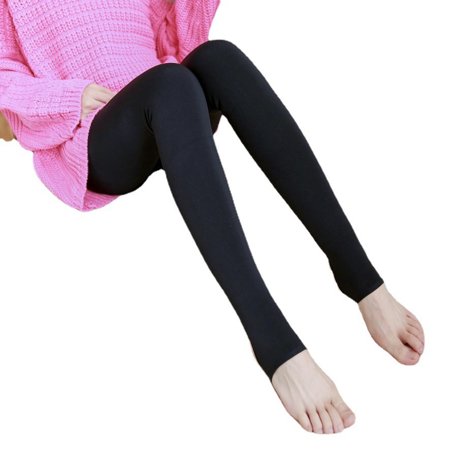 Thickened fleece-lined leggings autumn and winter women's slim light leg pantyhose imitation nylon plus size warm one pants wholesale