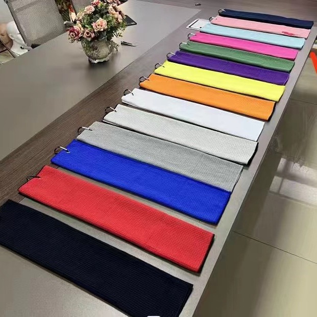 Cross-border hot sale waffle towel golf towel pineapple towel sports towel three fold punch large quantity in stock