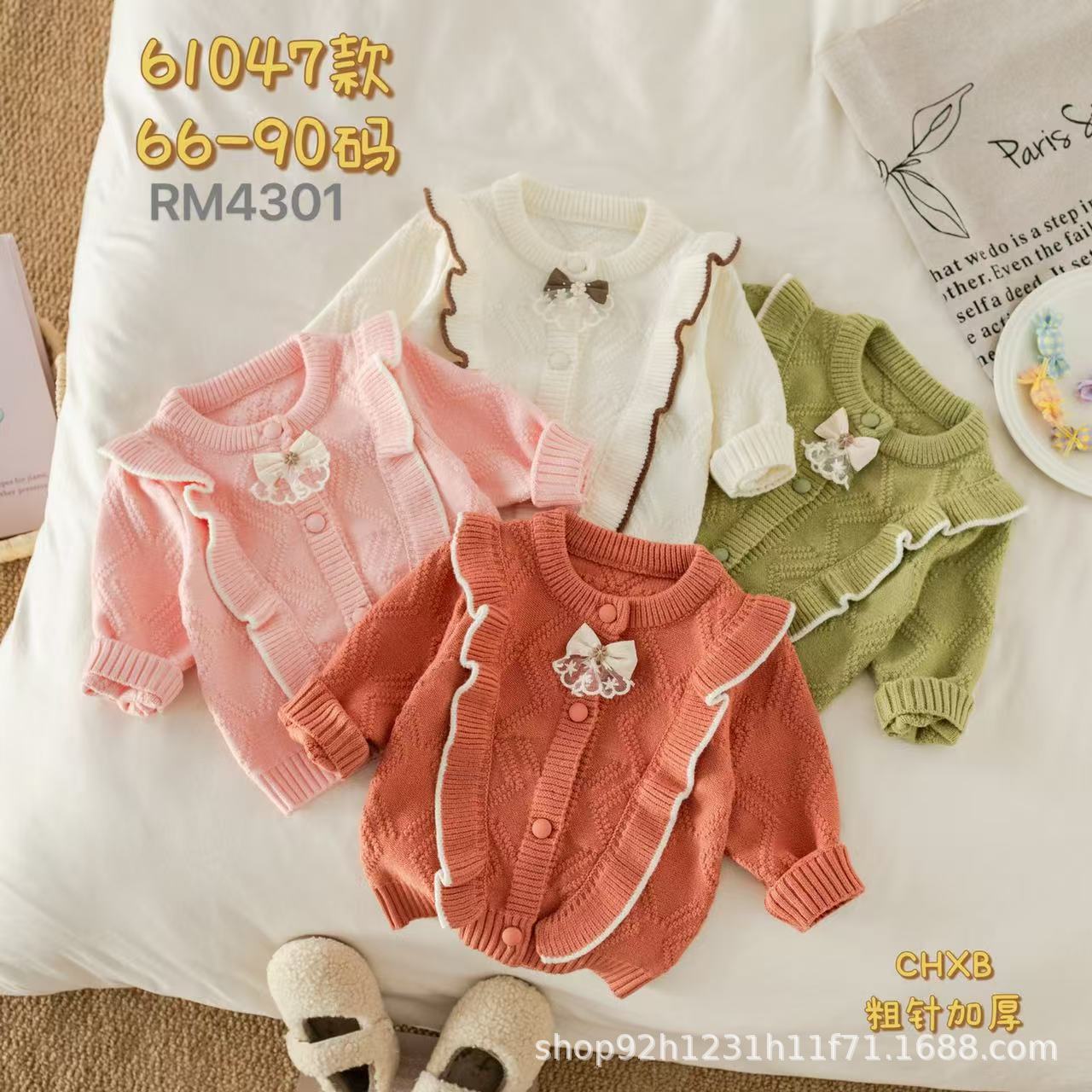 2025 New Baby Girl Children's Cute Flower Cardigan Sweater Korean Style Newborn Single-Breasted Sweater Manufacturer Wholesale