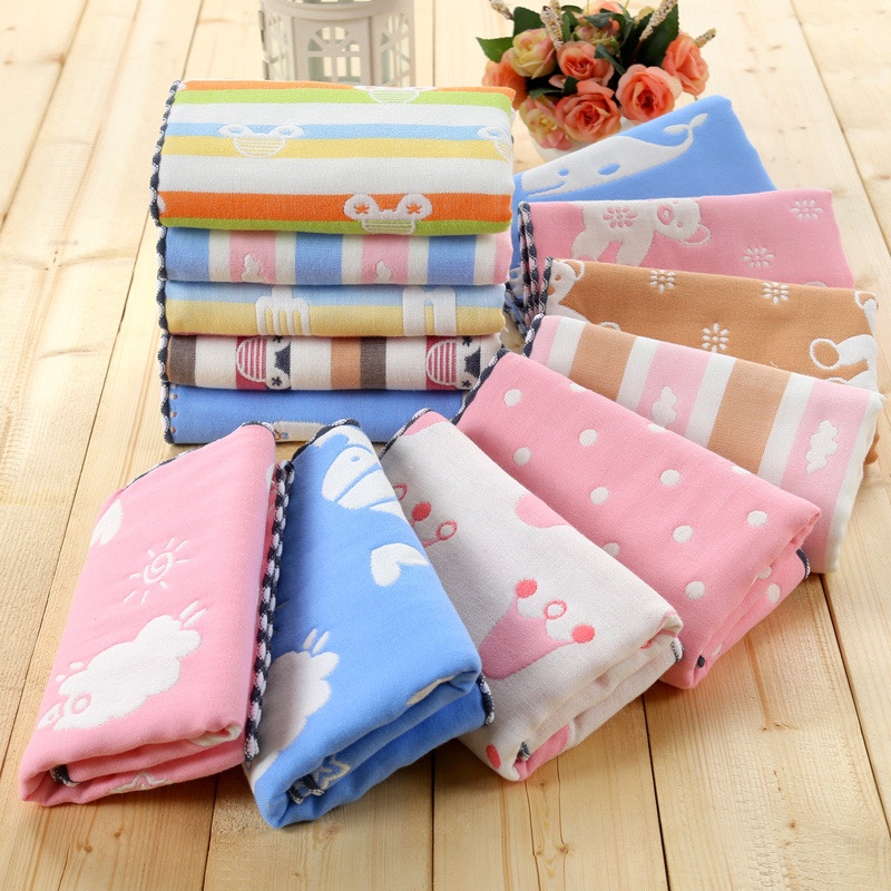 Six-layer gauze cotton towel children's cartoon children's towel wash face small towel soft absorbent baby saliva towel square towel