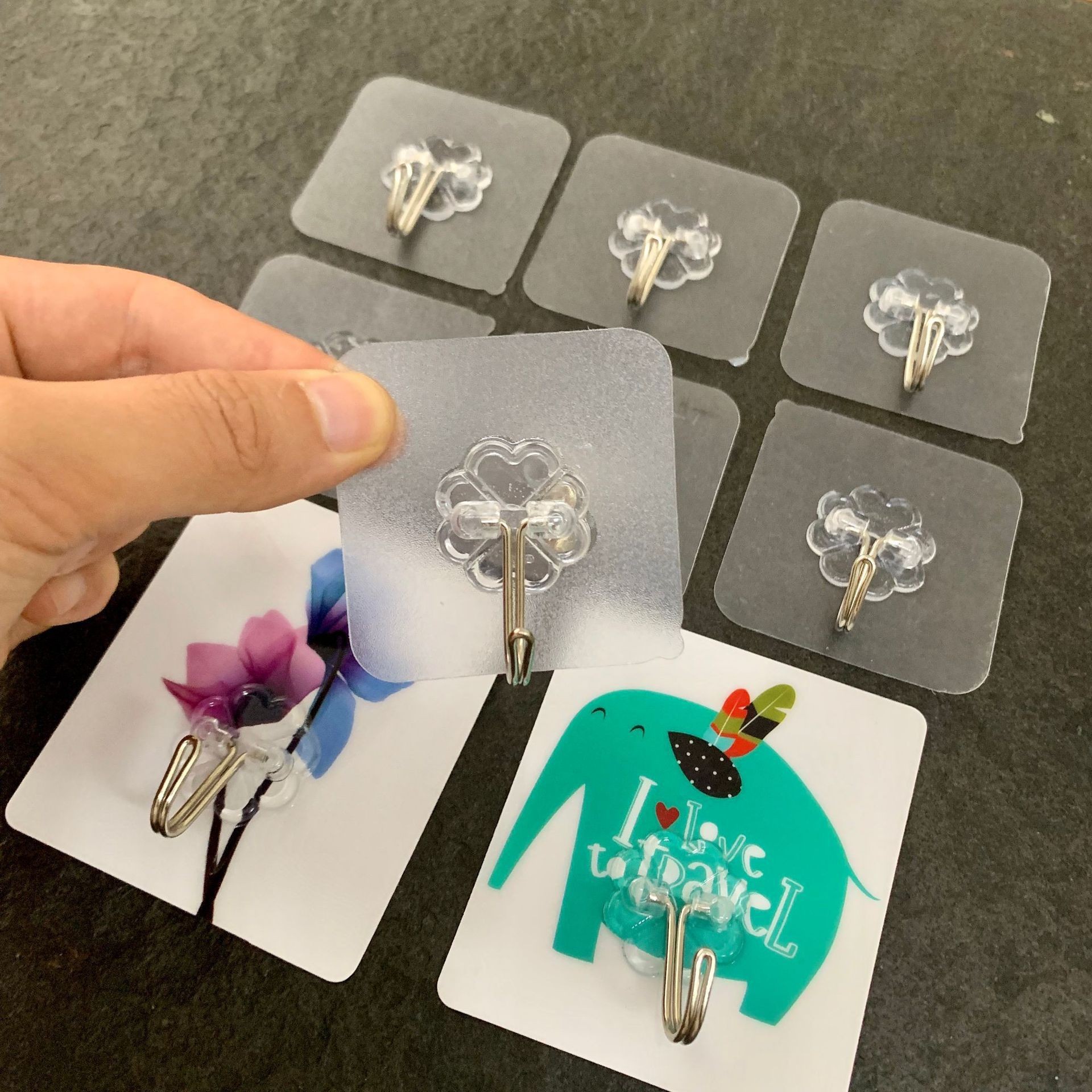 Punch-free hook strong adhesive transparent wall hanging clothes hook waterproof hook wholesale