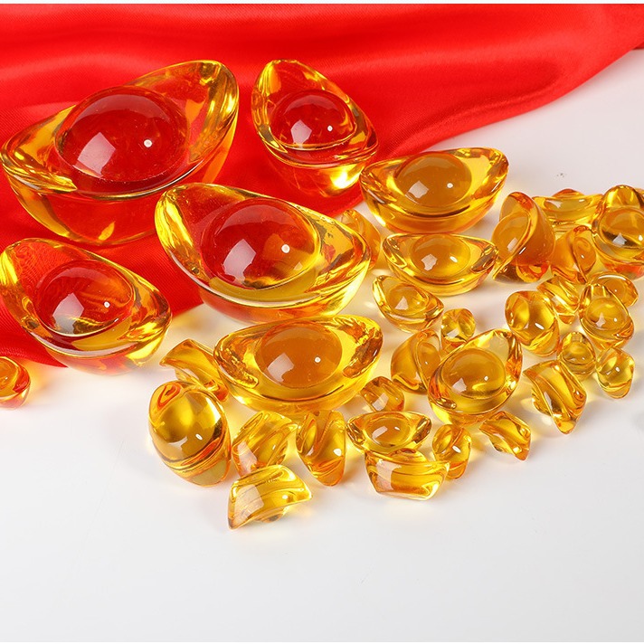 Украшения из кристаллического слитка, оптовая продажа, золотой маленький слиток, подарки на открытие, свадебные подарки, украшения для гостиной, стеклянные украшения