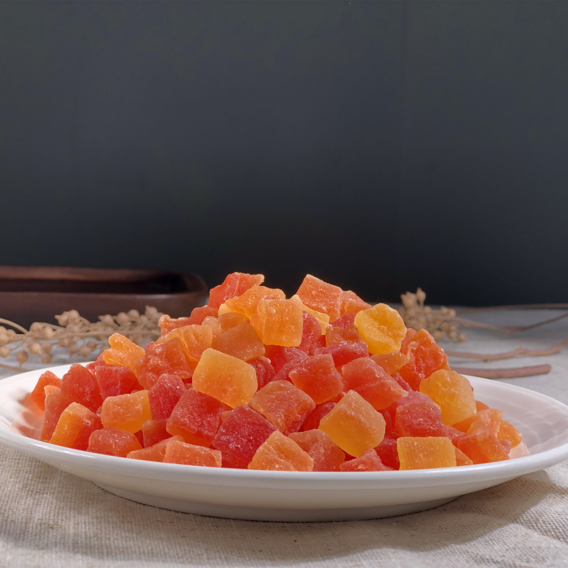 Thailand papaya diced non-essence pigment baking raw materials papaya broken fruit tea fruit oat dried papaya