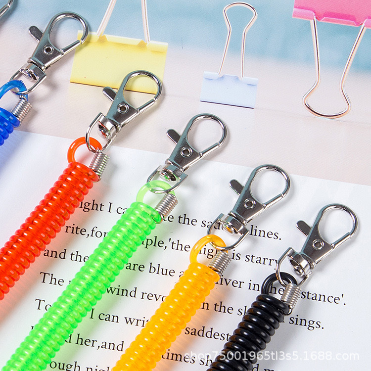 Spring Rope Keychain Transparent Colorful Screw Type Retractable Spring Key Chain Mobile Phone Anti-Lost Lanyard