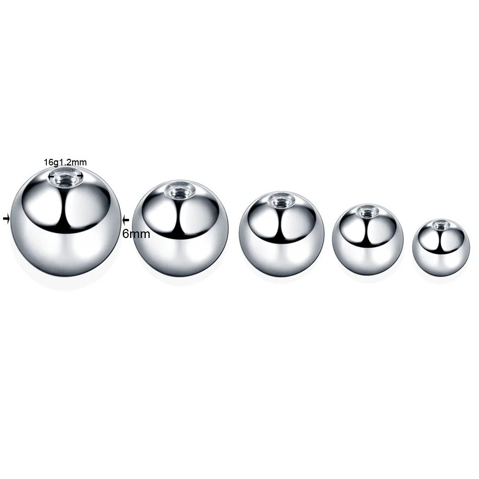 Stainless Steel Internally Threaded Steel Ball, Standard Stainless Steel Piercing Accessories, Smooth Ball Lip Studs, Ear Studs, Eyebrow Studs Replacement