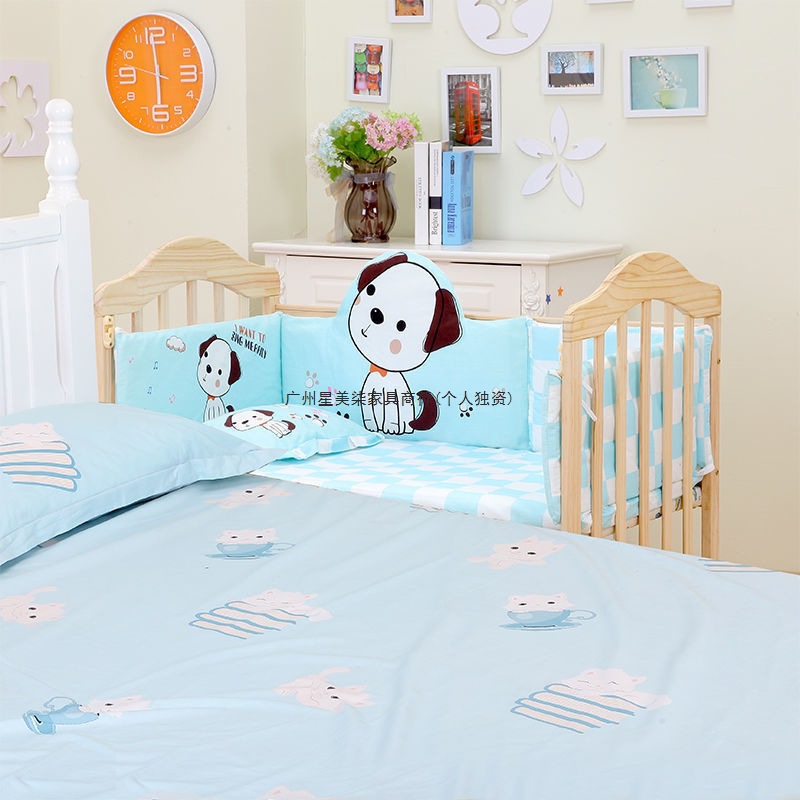 Solid Wood Crib Newborn Solid Wood Paint-Free Environmentally Friendly Baby Bed Cradle Bed Removable Desk Splicing Large Bed