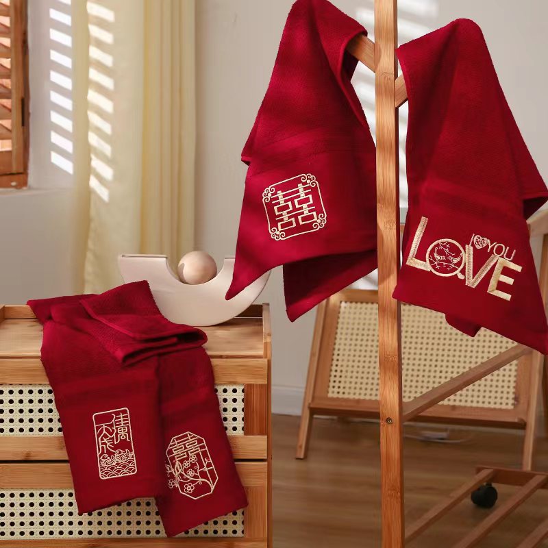 Оптовая свадебная полотенце вино красное свадебное полотенце подарок полотенце на возврат Hi PA ручной подарок лицевое полотенце