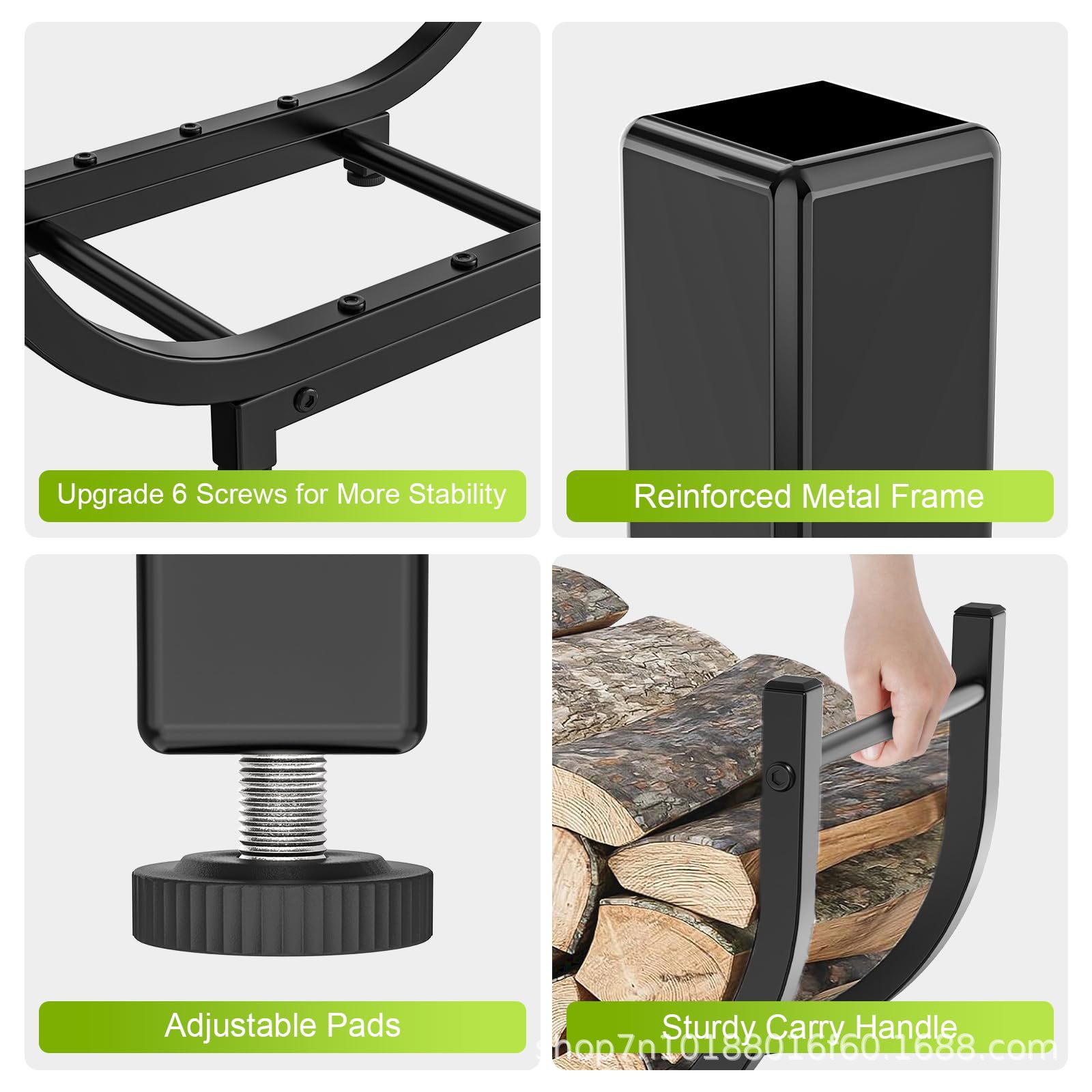 Firewood Storage Rack Firewood Storage Metal Rack Indoor Fireplace Firewood Storage and Organization Rack Wood Display Mobile Rack