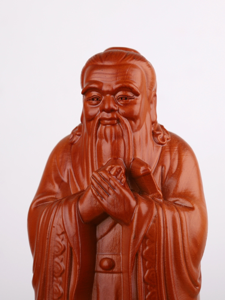 Confucius Like Ornaments Peach Wood Wenchang Tower Manjusri suit Wood Carving Teachers Desktop Send Teachers Send Gifts Living Room Study