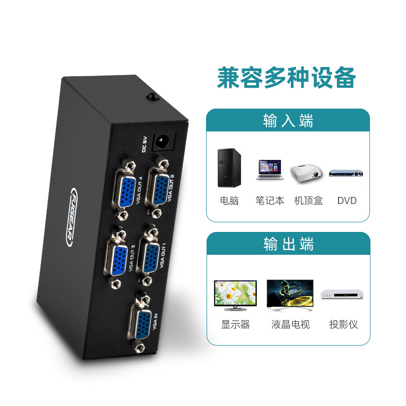 Fengjie Yingchuang Vga Splitter 200Mhz One Input Four Output Vga Video Splitter 1 to 4 High-Definition Transmission