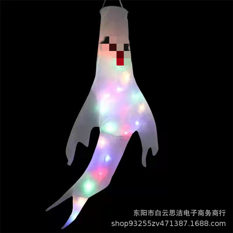 Halloween Ghost-Themed Star and Stripe Flag Ghost Festival Print Led Light-Up Decorative Hanging Ornament Lighting