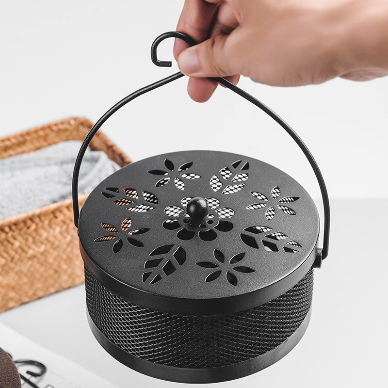 Creative Mosquito Incense Rack Mosquito Incense Pan Holder Iron Mosquito Incense Box with Lid Fireproof Household Indoor Mosquito Incense Holder Incense Zhao Zhizheng