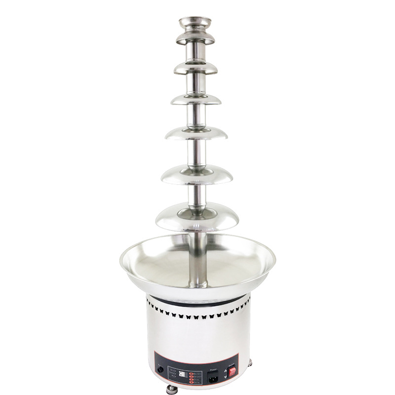 Commercial automatic chocolate fountain machine seven-layer stainless steel acrylic melting waterfall machine hotel self-service