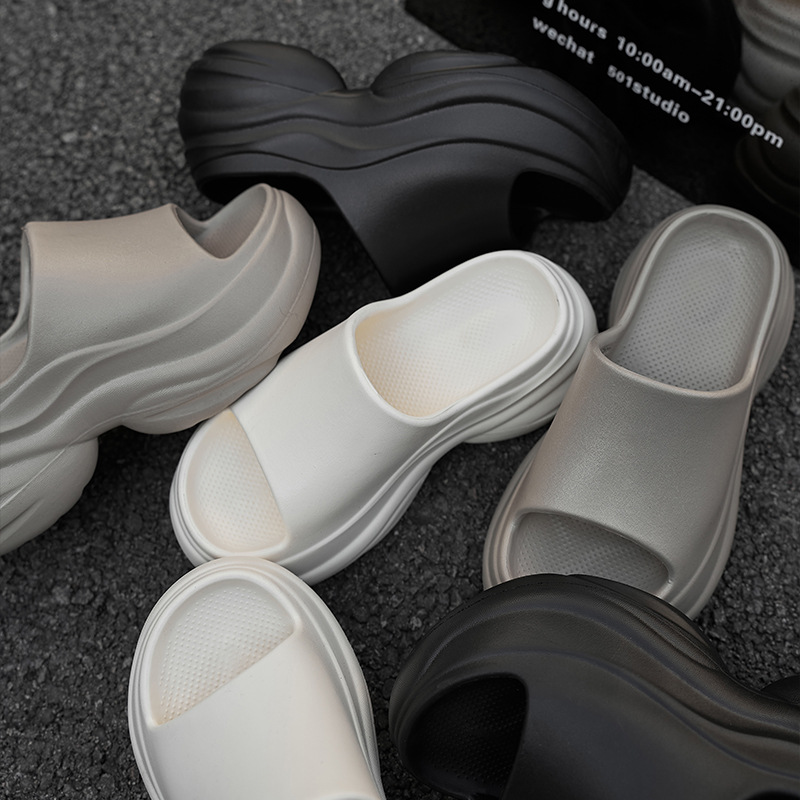 8cm Height-increasing Slippers for Women's Outer Wear Thick-soled Shit Feeling Eva Home Slippers Summer Indoor Bathroom Breathable Sandals