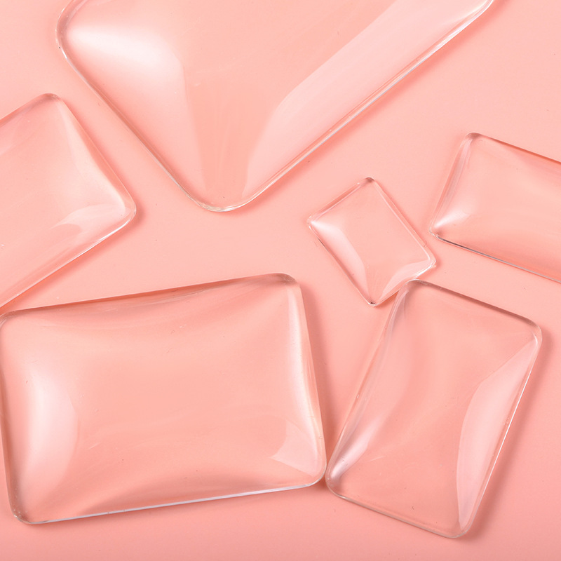 Rectangular crystal glass patch diy transparent curved flat bottom High Borosilicate glass holder accessories glass