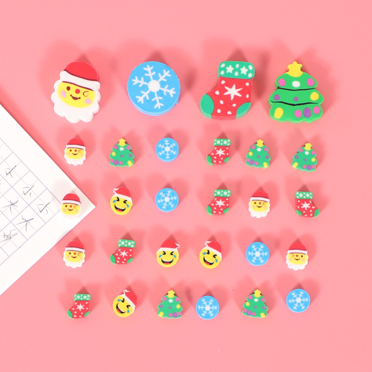Mini Christmas Gift Eraser Christmas Tree Santa Claus Bag Rubber Children's Holiday Prizes Small Gift Batch