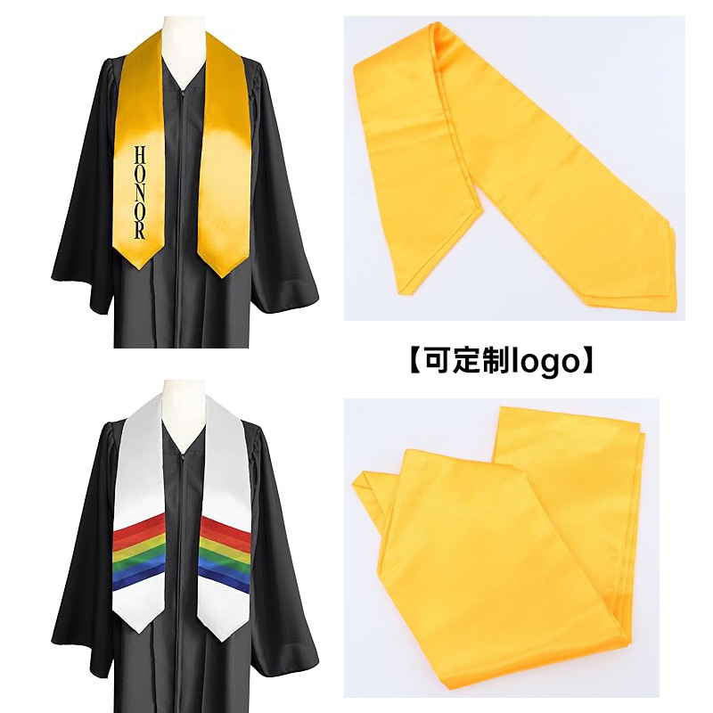 Cross-border new 182cm college graduation season silk shawl gift with etiquette shoulder strap solid color honor
