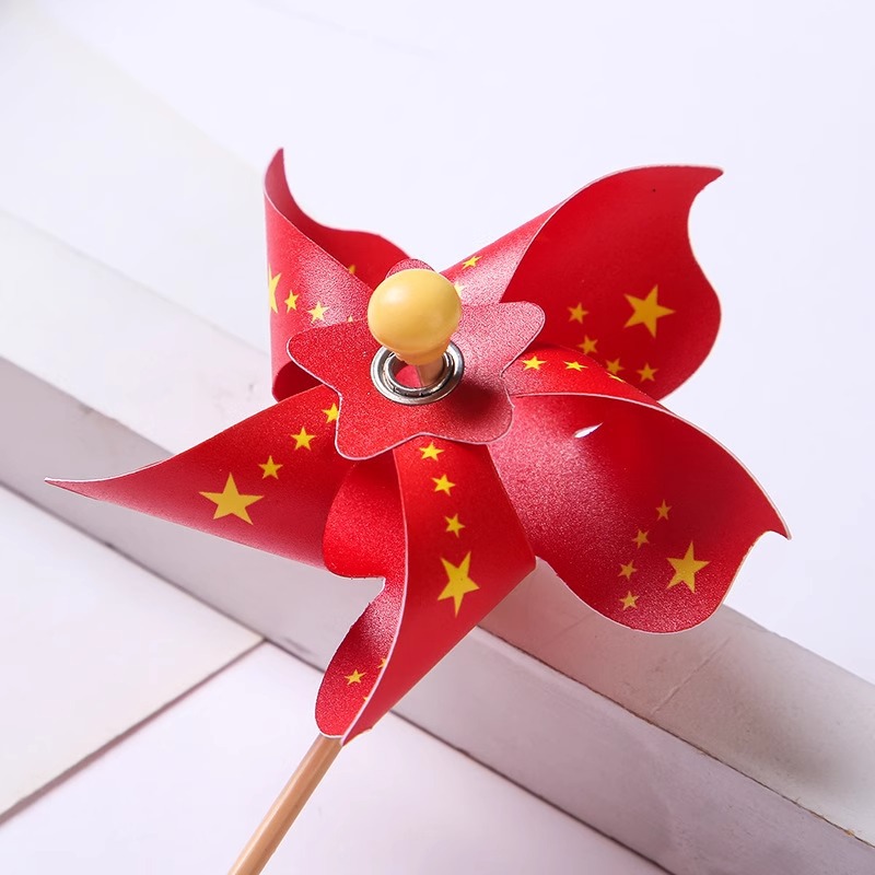 National Day Windmill Hairpin Five-pointed Star Love Hair Accessories School Games Performance Headwear Children's Windmill Hairpin