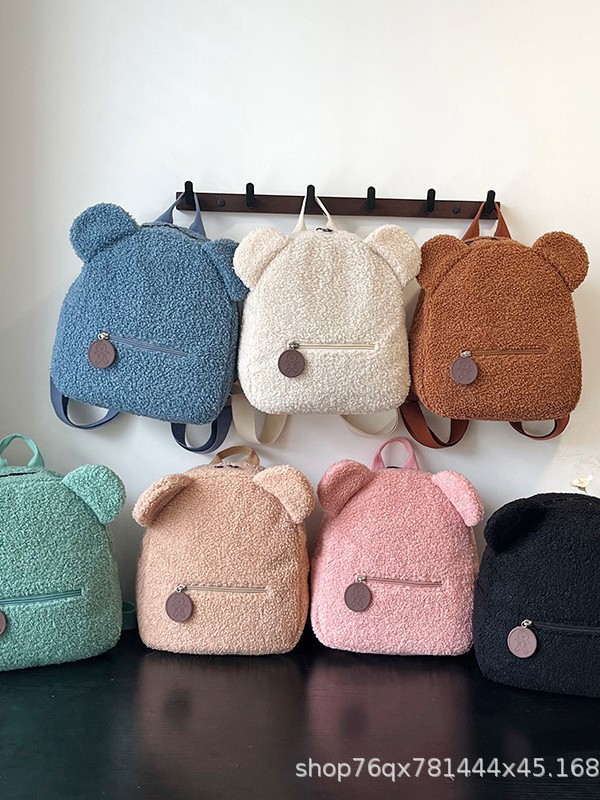 Плюшевый рюкзак для женщин, осенне-зимний, новый K-стиль, популярный, милый рюкзак с ушками медведя