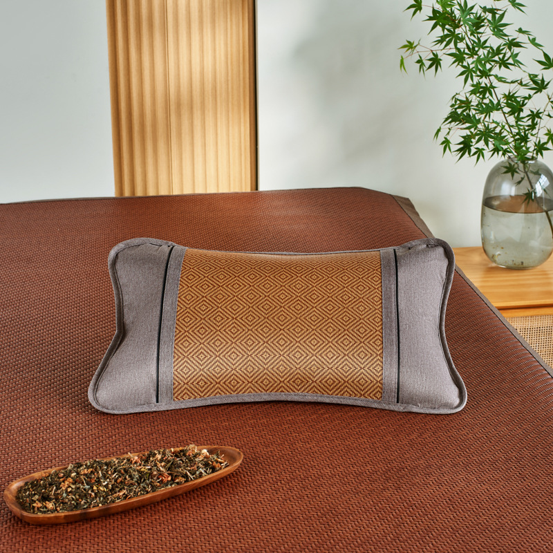 Summer Cooling Pillow for Adults, Single Pillow, Summer Tea Leaf Pillow, Rattan Cooling Mat Pillowcase, Summer Student Buckwheat Shell Pillow Core Cooling Pillow