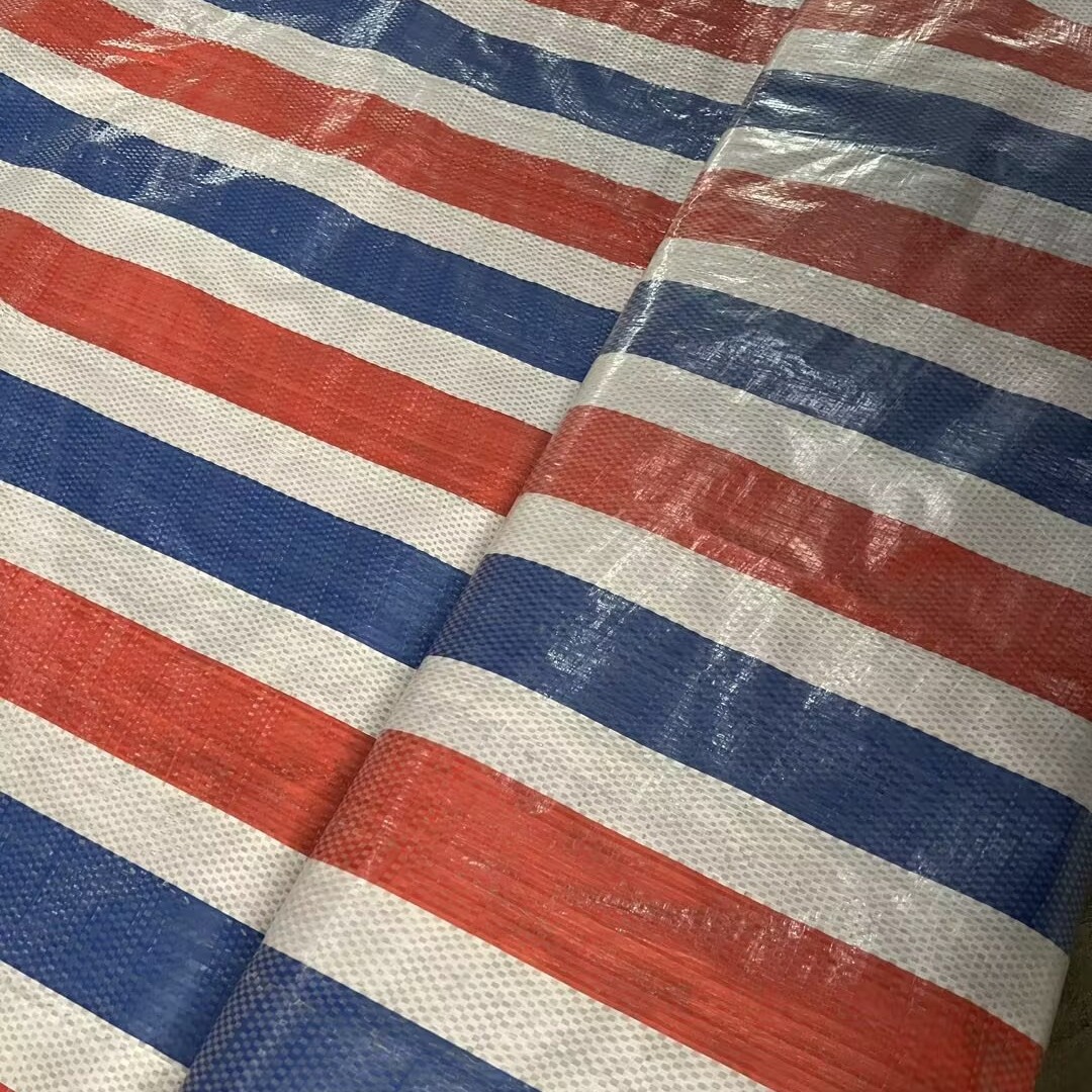 Customized Pp Thickeneded Rainproof Cloth Bedding Shade Sunscreen Tarpaulin Wholesale Engineering Color Strip Cloth Monofilm