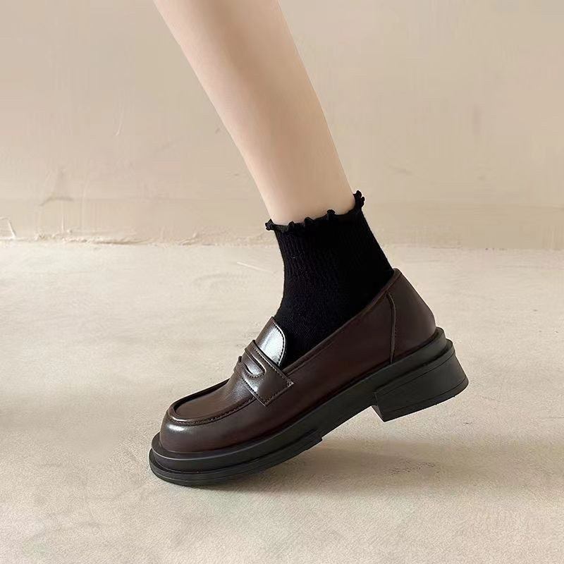 Thick-soled college British style women's 2024 new summer one-step Mary Jane loafers single-layer shoes