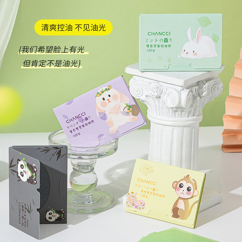 Facial Oil-Absorbing Paper 100 Pieces Portable Removable Fragrance Face Women's Makeup Makeup Summer Refreshing Oil Removal Export