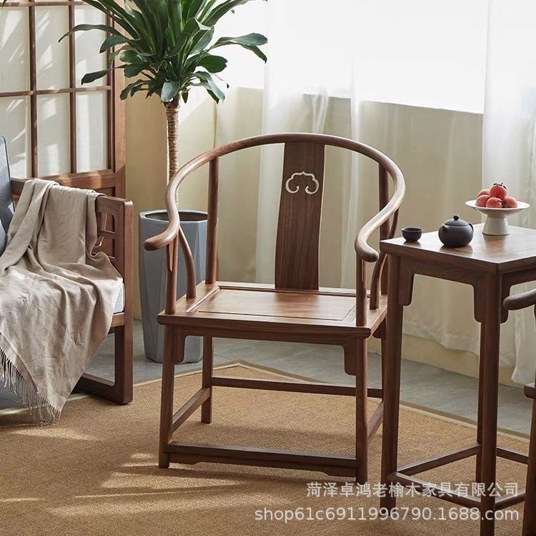 Круглый стул из старого вяза, новый китайский антикварный мастер-стул, стул с официальной шляпой, стул с спинкой, дзен-чайный стул для офиса и дома