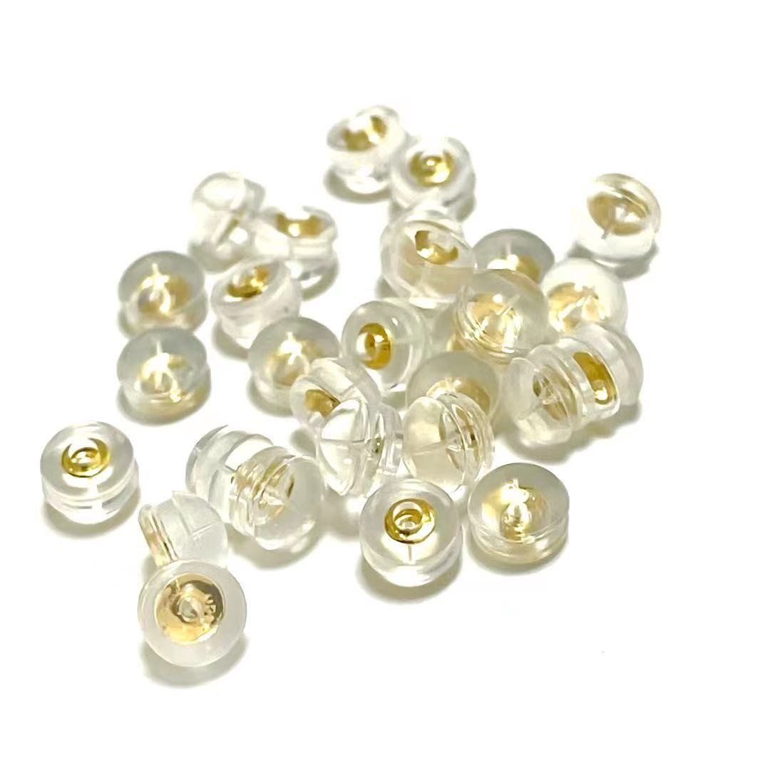 18K Gold Silicone Ear Plugs Au750 Color Gold Anti-Slip Fixed Round Ear Plugs Rose Gold White Gold Gold Wholesale
