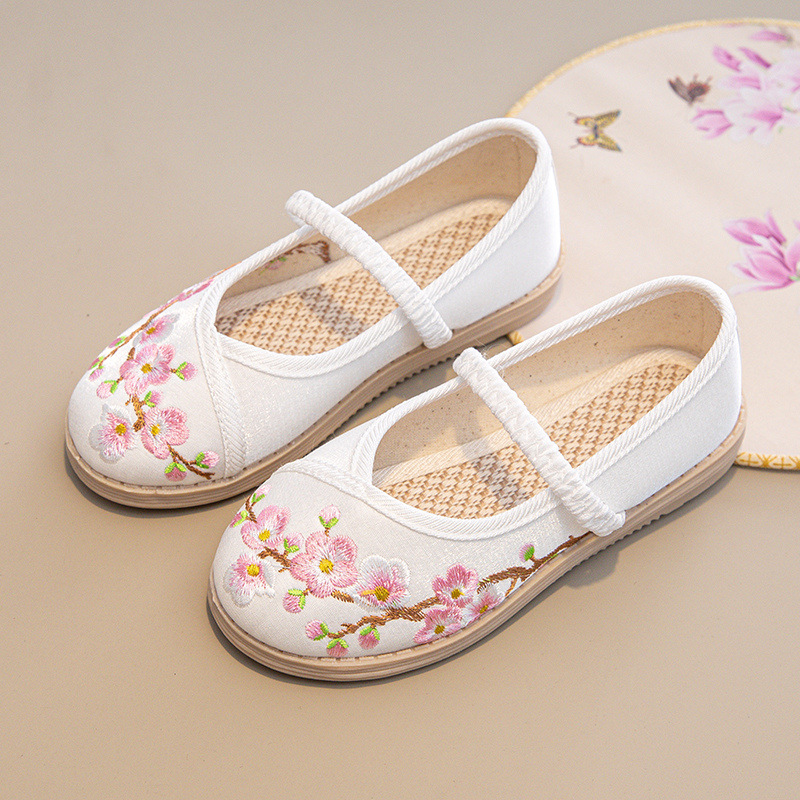 Girls' Hanfu shoes ancient costume children's embroidered shoes ancient style old Beijing handmade cloth shoes little Princess cheongsam Tang suit shoes