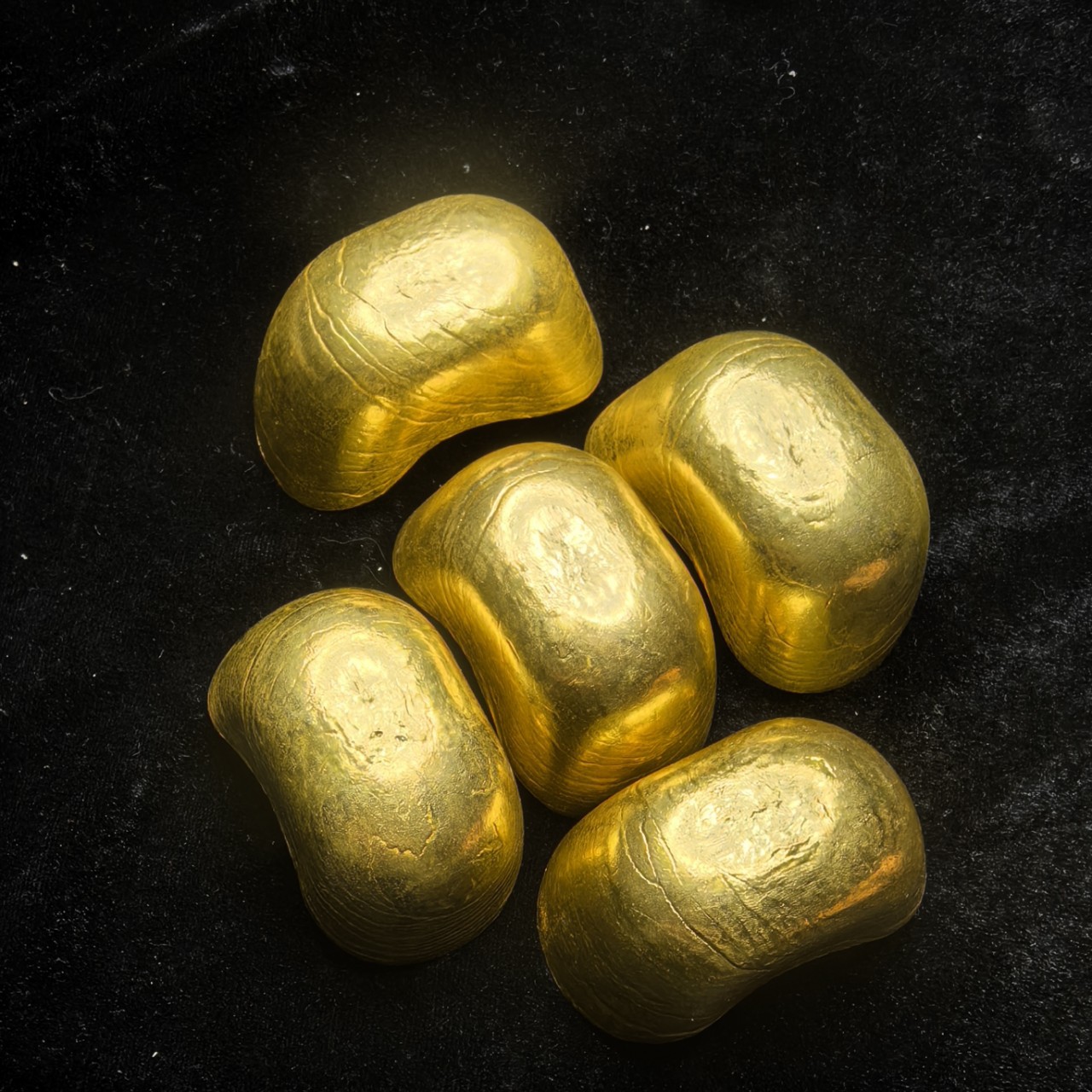 Antique Coin Collection Antique Pure Copper Gilt Qing Dynasty Five Emperors to Attract Wealth and Treasure Gold Ingot Ingot