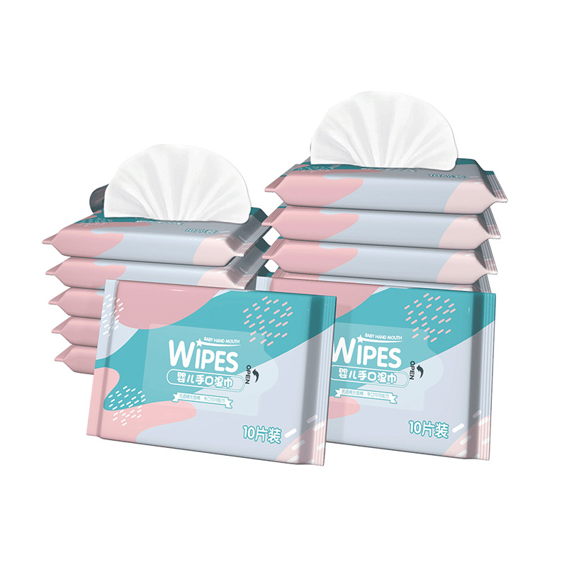 Wet Wipes for Infants and Young Children, Special Small Pack for Hands and Mouth, Student and Children's Wet Tissues, Household Economical Large Pack, 10 Pieces, Soft