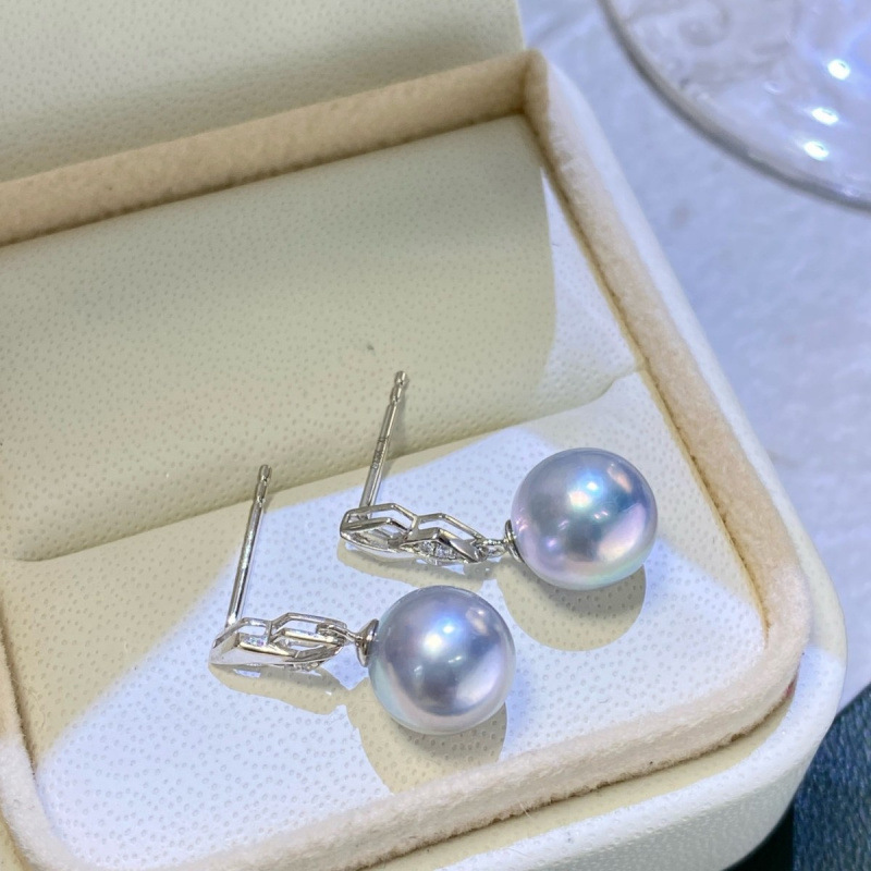 G18K Thick Gold Seawater Pearl Earrings Classic Daily Exquisite Accessible Luxury 8-9mm Seawater Real Hemp Pearls