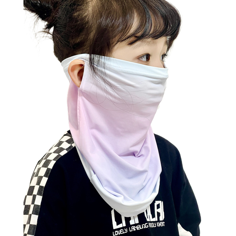 Children's Sun Protection Mask, Anti-Uv Summer Breathable Ice Silk Face Mask, Neck Protection, Full Face Protection, Girls' Sun Protection Neck Scarf