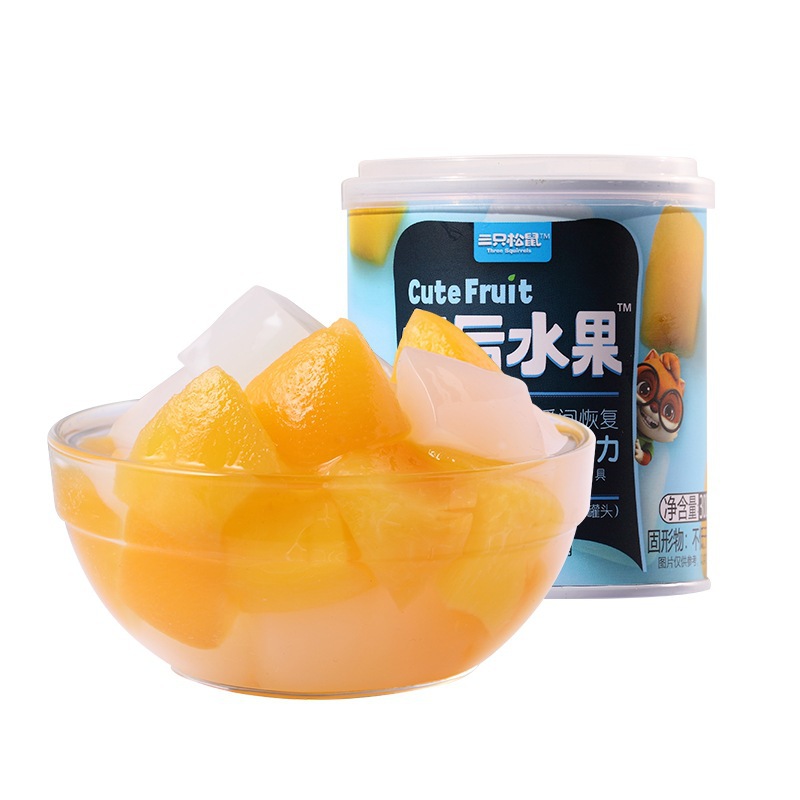 [Three Squirrels Afternoon Fruit Double Color Canned 300g/Can] Fresh Fruit Yellow Peach Dessert
