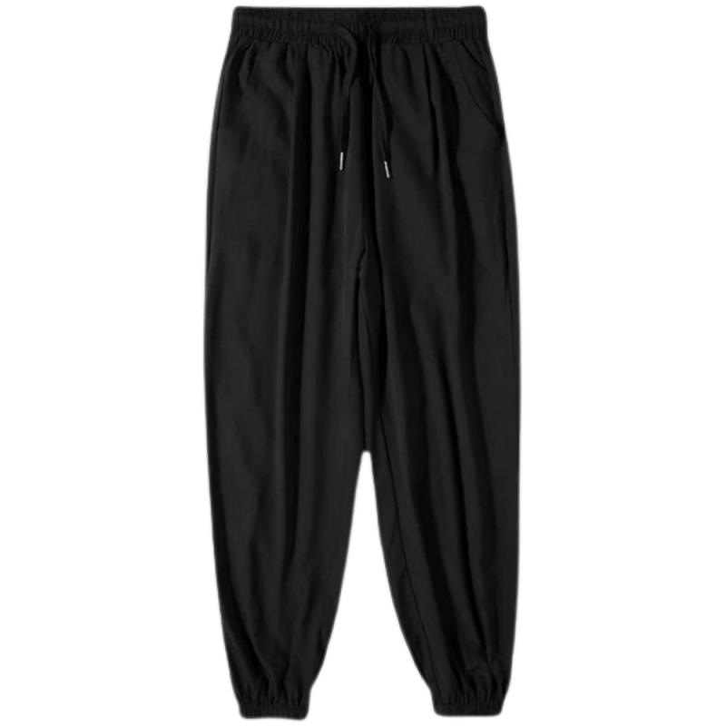 plus size Ice Silk Pants Men's Summer Ins Trendy Brand Trendy All-match Loose Leg-toe Sports Casual Cropped Pants