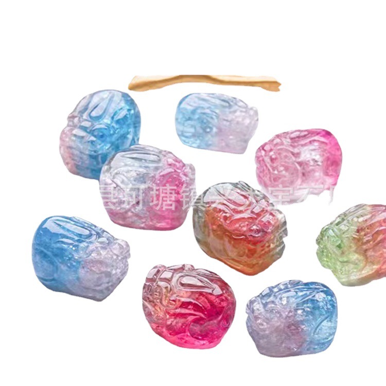 Natural Brazil Candy Tourmaline Bracelet Couple Bracelet Pi Xiu Carving Transfer Emperor Color Macaron Original Design