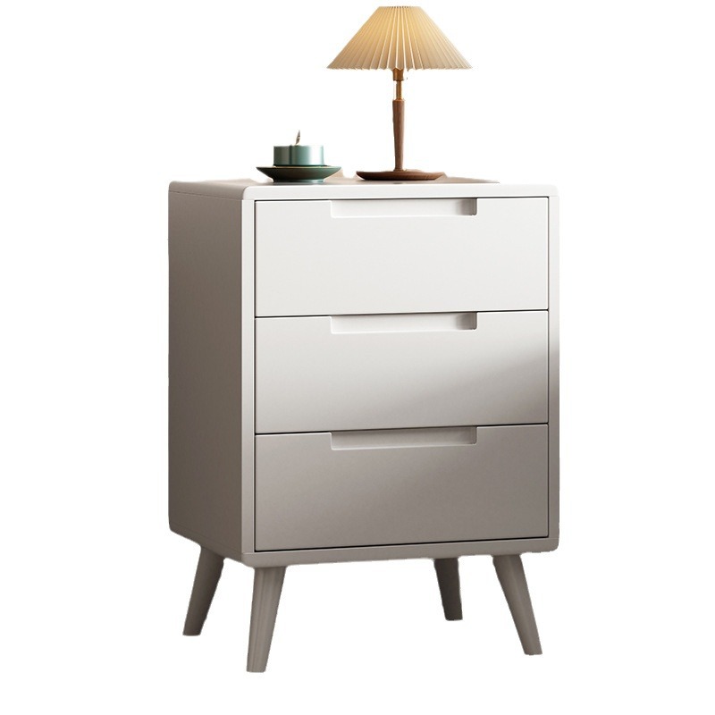 All-Solid Wood Three-Drawer Bedside Cabinet, Oak Solid Wood Storage Cabinet, Nordic Bedroom Storage Cabinet, Chest of Drawers, Fully Assembled Nordic Style