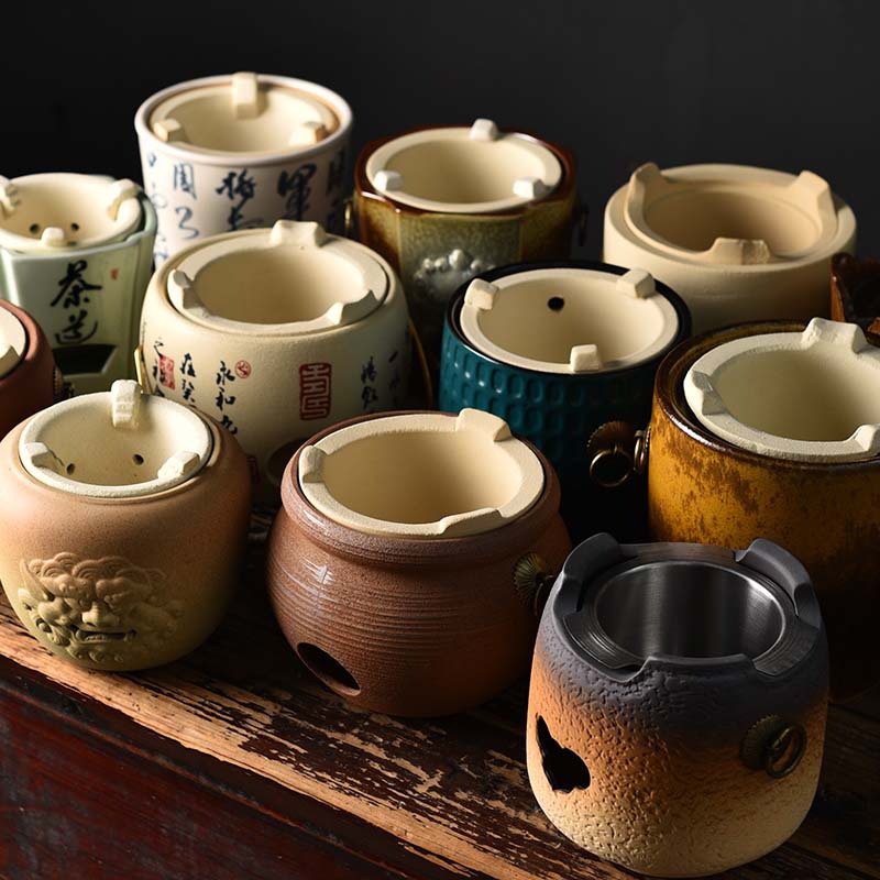 Charcoal Tea Stove, Stoneware Stove for Tea Making, High Temperature Resistant Ceramic Open Fire Stove, Tea Warming Barbecue, Retro Dry Stove