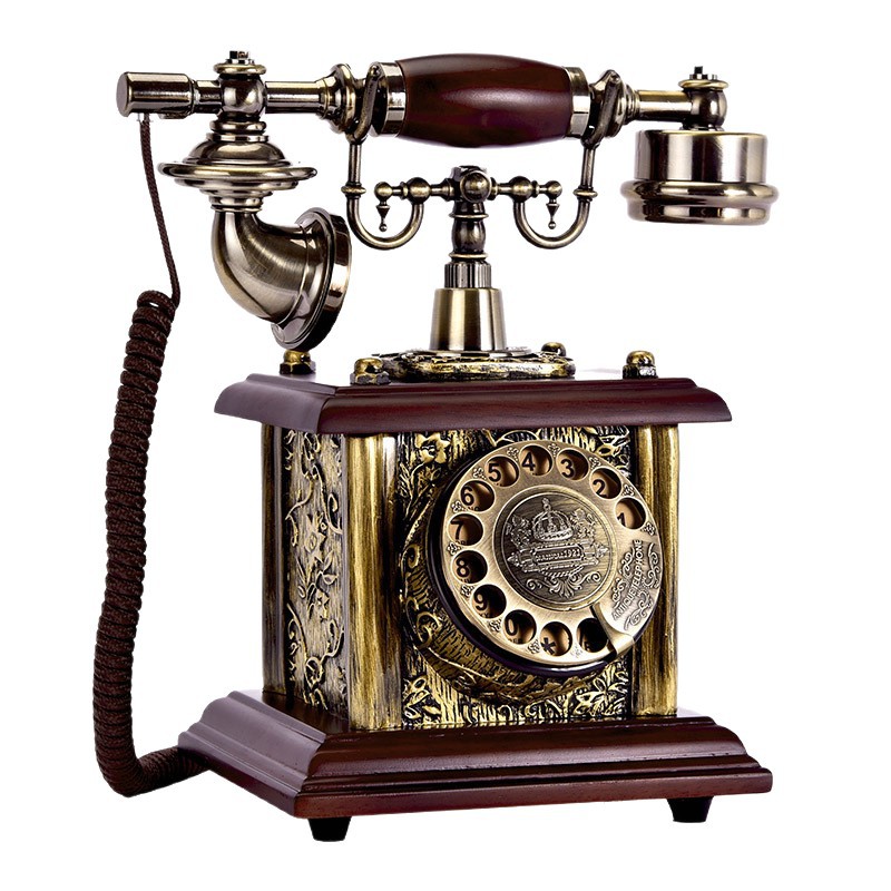 Solid Wood European Retro Turntable Antique Telephone Living Room Home Landline Wireless Card Sim Phone Vietnamese Card