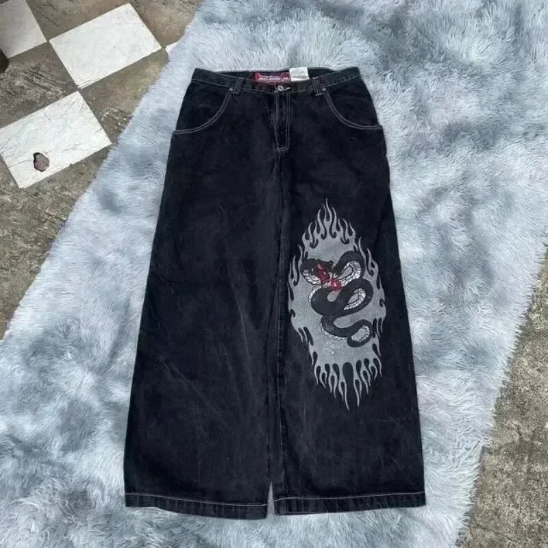 Cross-border E-commerce JNCO Y2K Loose Jeans Men's Retro Embroidered Hip Hop Street Harajuku Men's Wide Leg Pants