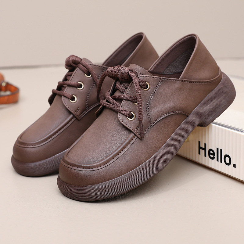 New Genuine Leather Soft-soled Mother's Single-layer Shoes Thick-soled Loafers Non-slip Middle-aged and Elderly Women's Shoes Women's Casual Shoes for Spring and Autumn
