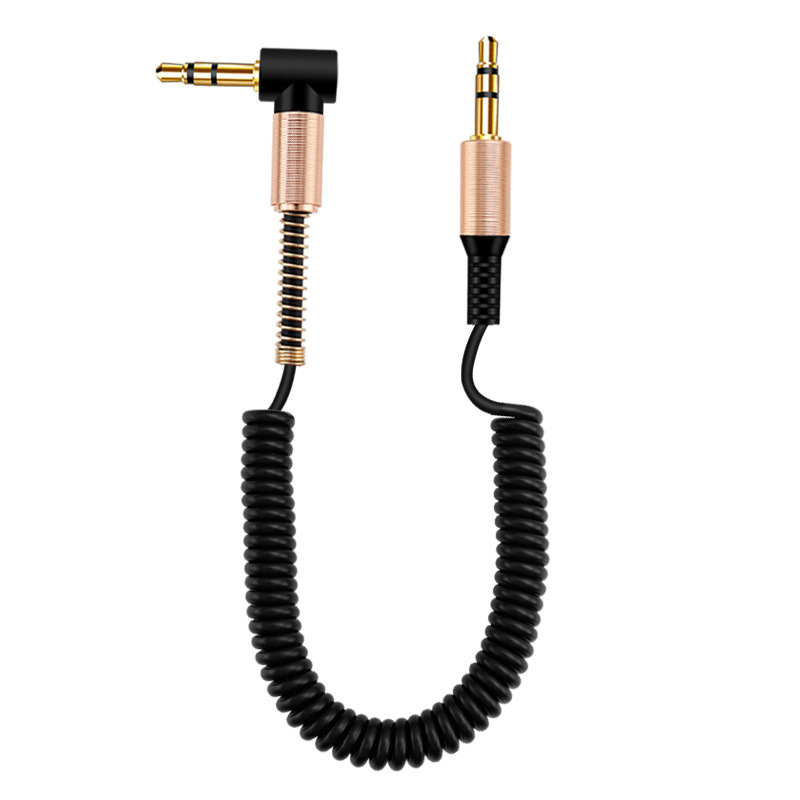 1.8 m car AUX audio cable spring 3.5mm connection headset speaker sound card live microphone recording cable