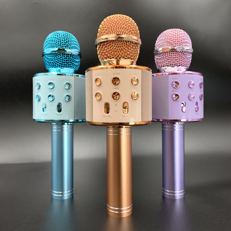 Spot Ws858 K Song Integrated Audio Bluetooth Microphone Live Broadcast Home Singing Karaoke Speaker with Microphone